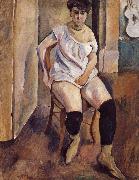 Jules Pascin The Woman wearing yellow short boots France oil painting artist